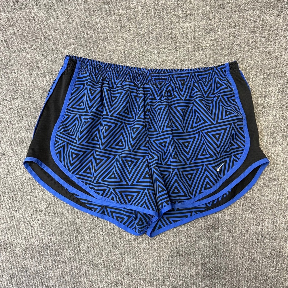 Nike Shorts Womens Size XL Blue Dri-Fit Geometric Running Athletic Stain